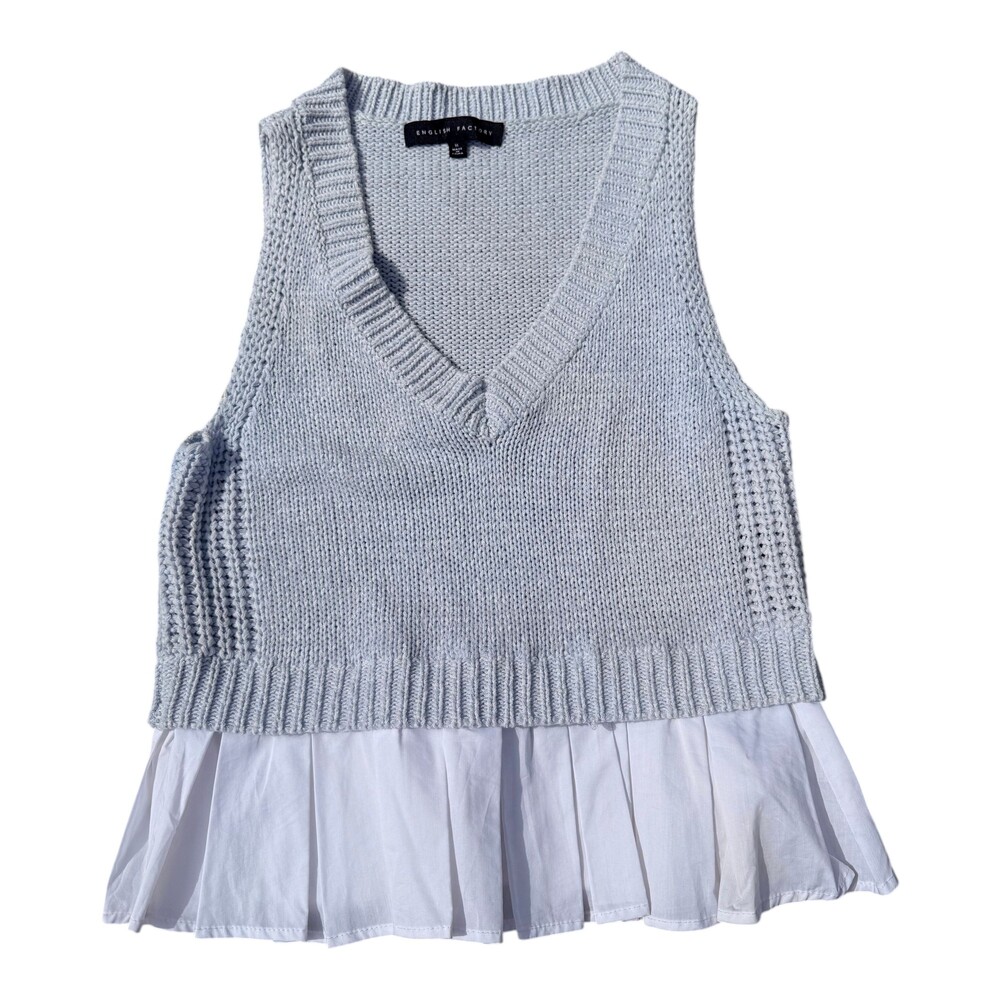 English Factory Sleeveless Knit Sweater Vest Light Blue - Medium